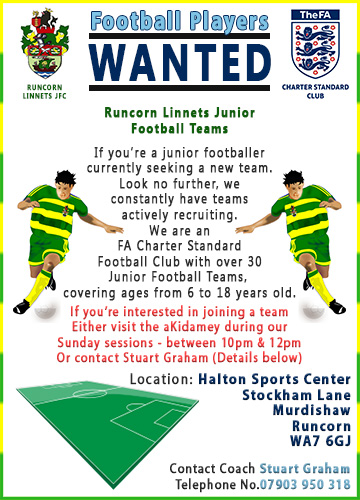 Become a player for Runcorn Linnets Juniors